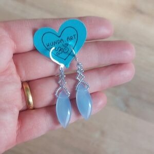 Silver and Blue Dangle Earrings